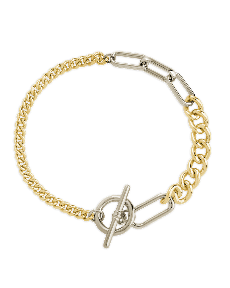 Elaine Dualtone Mixed Chain Toggle Bracelet