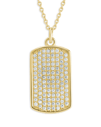 Pave CZ Rounded-edge Rectangle Pendant