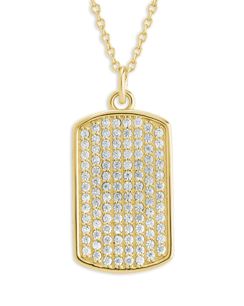 Pave CZ Rounded-edge Rectangle Pendant